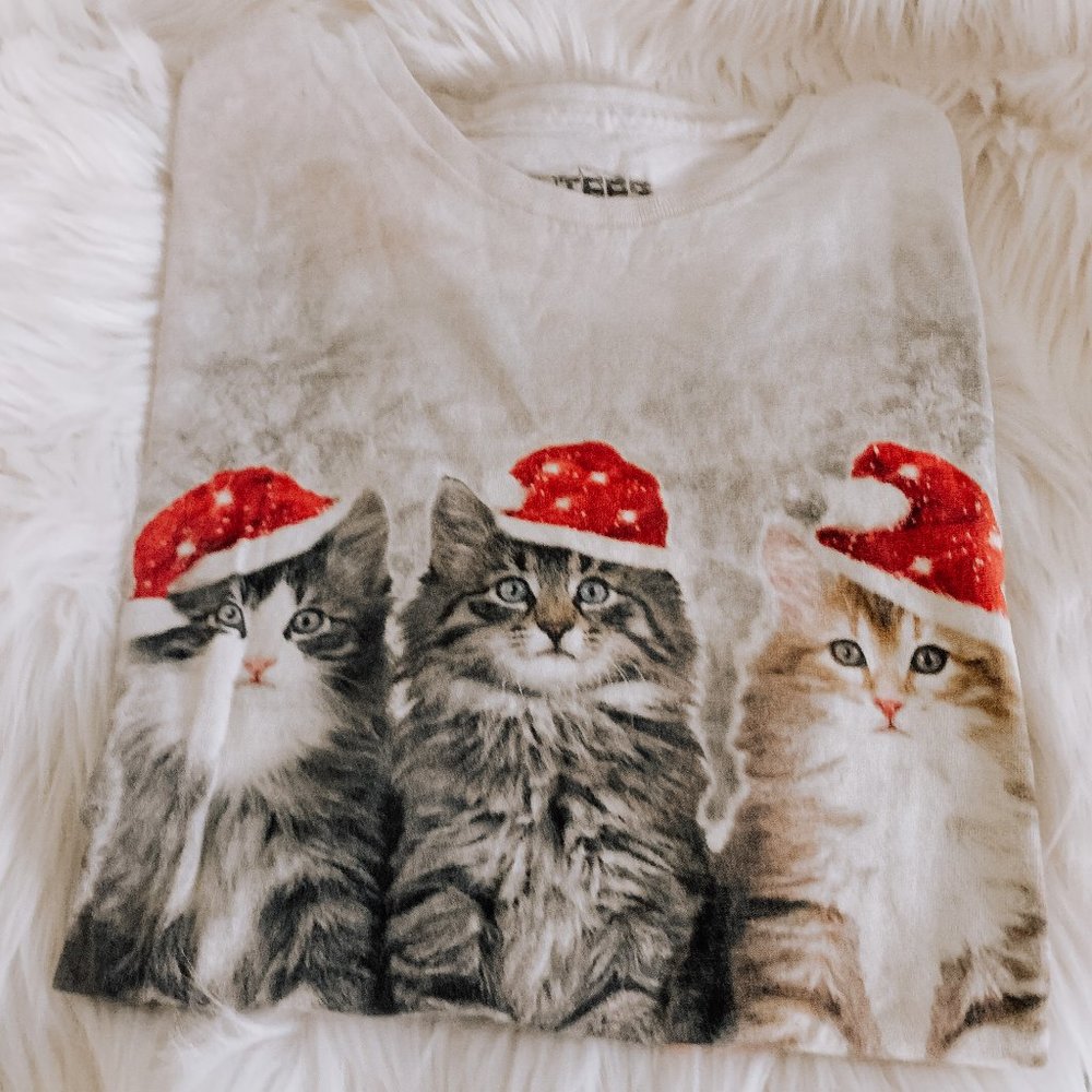 Vintage Tie Dye Cats Christmas Tee SZ XL